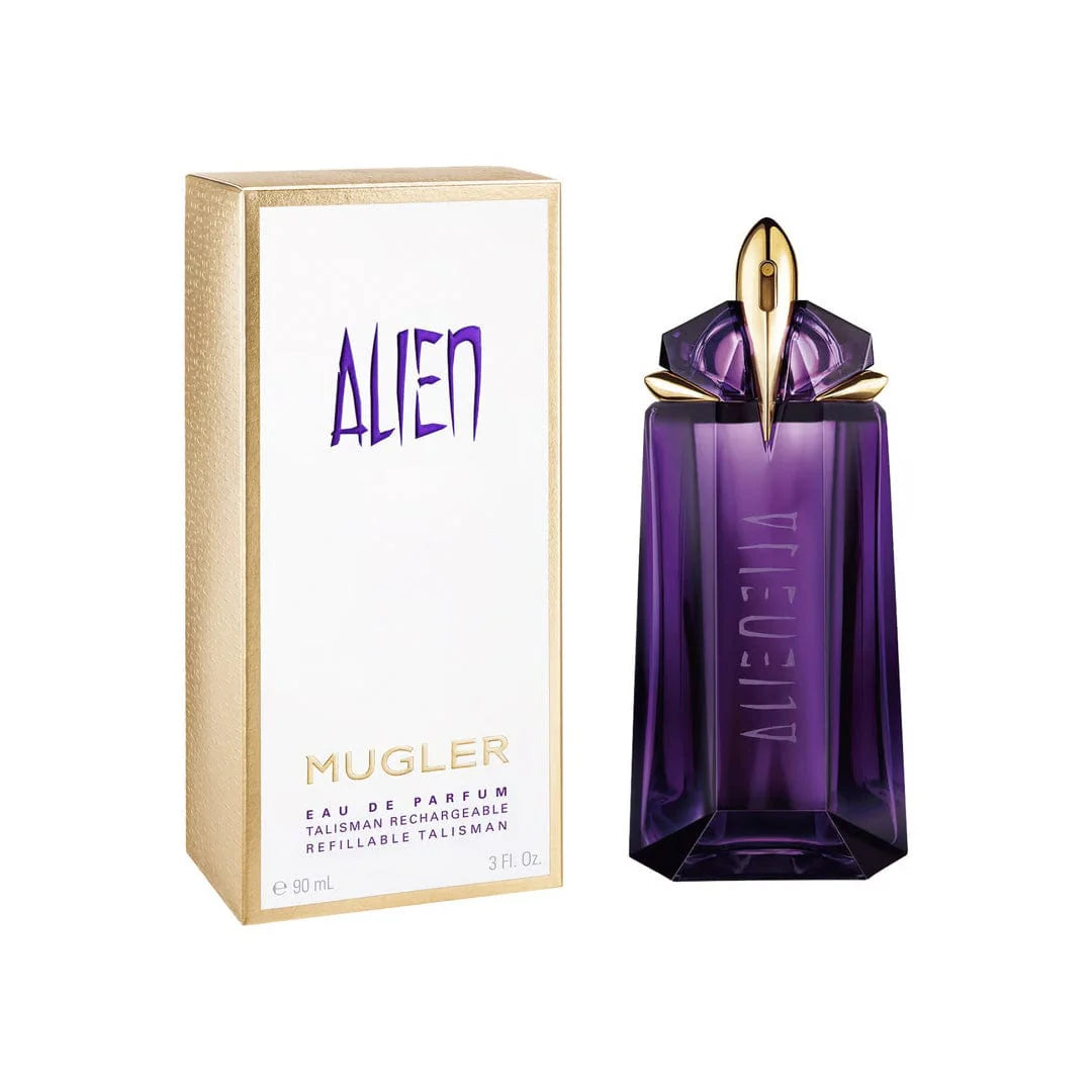 "Thierry Mugler Alien – Perfume femenino misterioso con ámbar y jazmín."