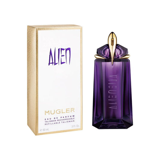 "Thierry Mugler Alien – Perfume femenino misterioso con ámbar y jazmín."