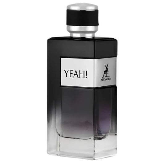 "Maison Alhambra Yeah – Perfume fresco y especiado con notas cítricas y amaderadas."